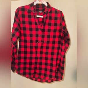 Madewell Red and Black Plaid Button-Up Shirt